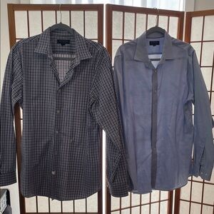 Banana Republic Checkered and Solid Dress Shirts Large Slim Fit